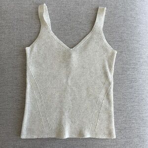Old Navy Go Recycled Tank Top Womens Small Beige Tan Sleeveless Knit V-Neck